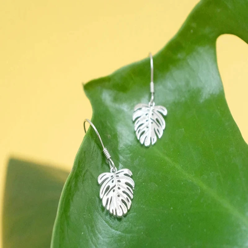 Filigree Leaf 925 Sterling Silver Drop Earrings