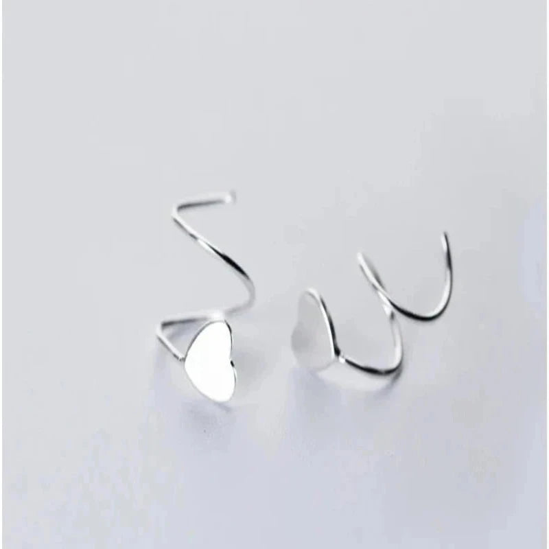 Heart Dangle Vertical Bar 925 Sterling Silver Drop Earrings