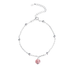 Strawberry Round Crystal 925 Sterling Silver Bracelet