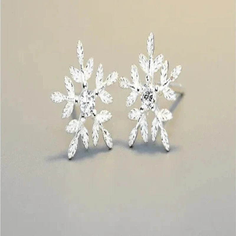 Snowflake 925 Sterling Silver Stud Earrings