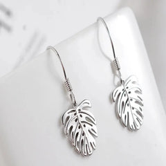 Filigree Leaf 925 Sterling Silver Drop Earrings