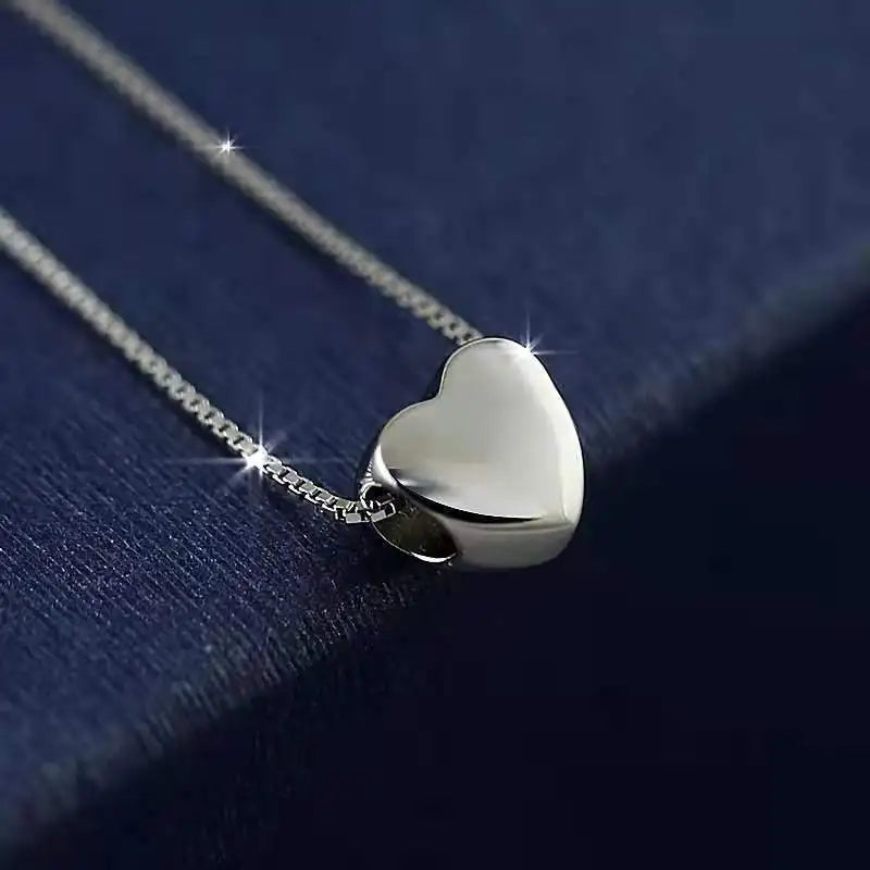 Heart Shape 925 Sterling Silver Necklace & Pendant Silver