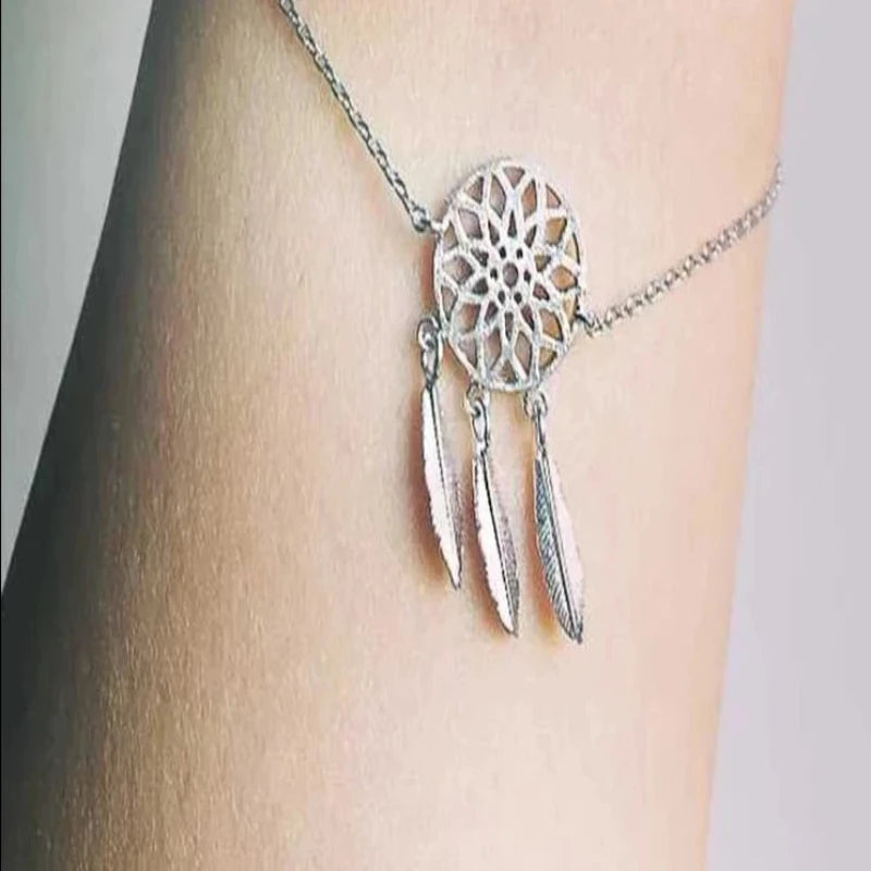 Simple Feather Art 925 Sterling Silver Bracelet 18.5cm