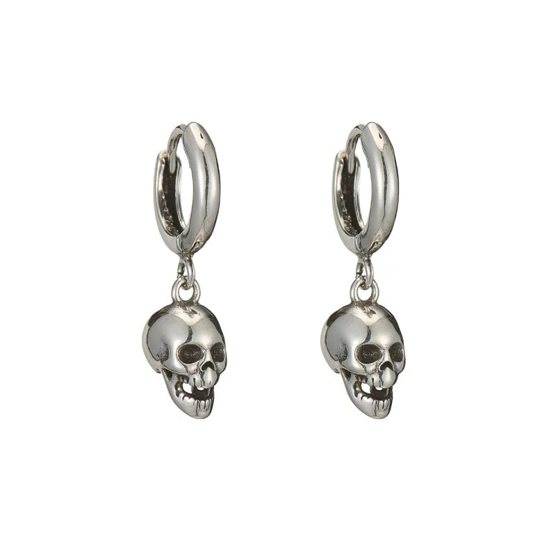 Skull 925 Sterling Silver Hoop Earring