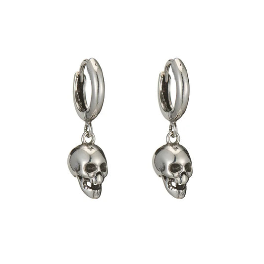 Skull 925 Sterling Silver Hoop Earring