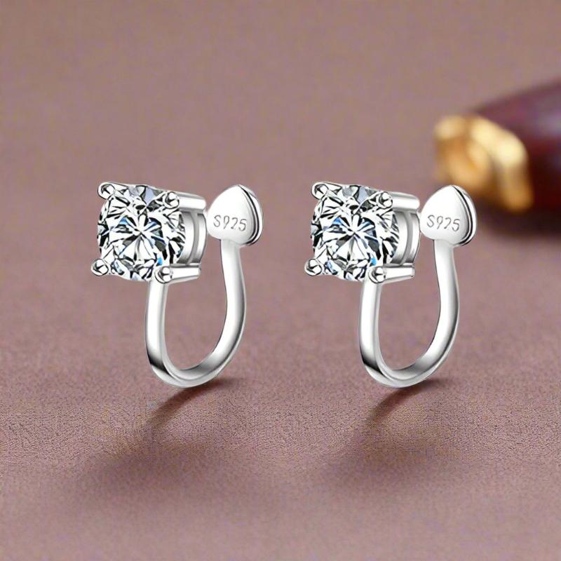 Ear Cuff Zircon 925 Sterling Silver Clip Earrings