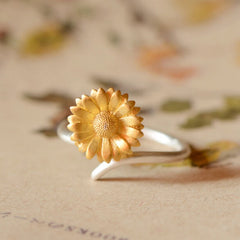 Sunflower Shape 925 Sterling Silver Ring Default Title