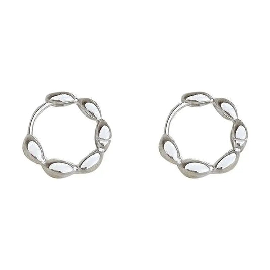 Inlaid Olive branch 925 Sterling Silver hoop Earrings