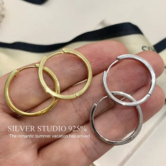 Circle 925 Sterling Silver Hoop Earrings