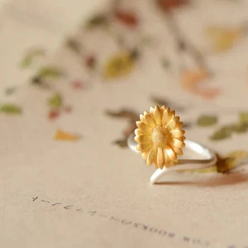 Sunflower Shape 925 Sterling Silver Ring