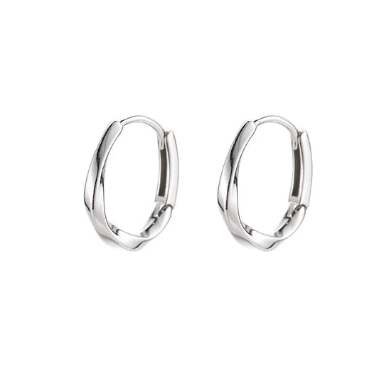 Round Inlaid 925 Sterling Silver Hoop Earrings