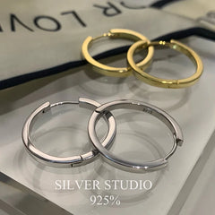 Circle 925 Sterling Silver Hoop Earrings