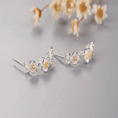 Flower Branches 925 Sterling Silver Stud Earrings