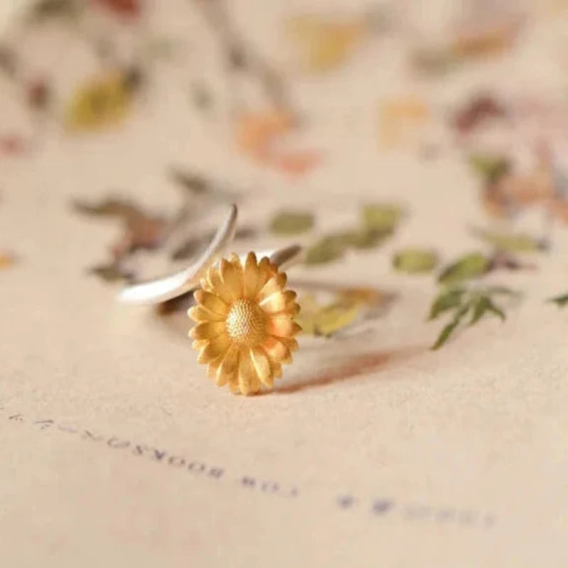 Sunflower Shape 925 Sterling Silver Ring