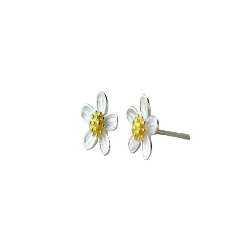 Sunflower Style 925 Sterling Silver Stud Earrings