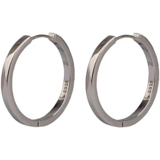 Circle 925 Sterling Silver Hoop Earrings