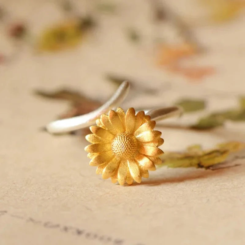 Sunflower Shape 925 Sterling Silver Ring